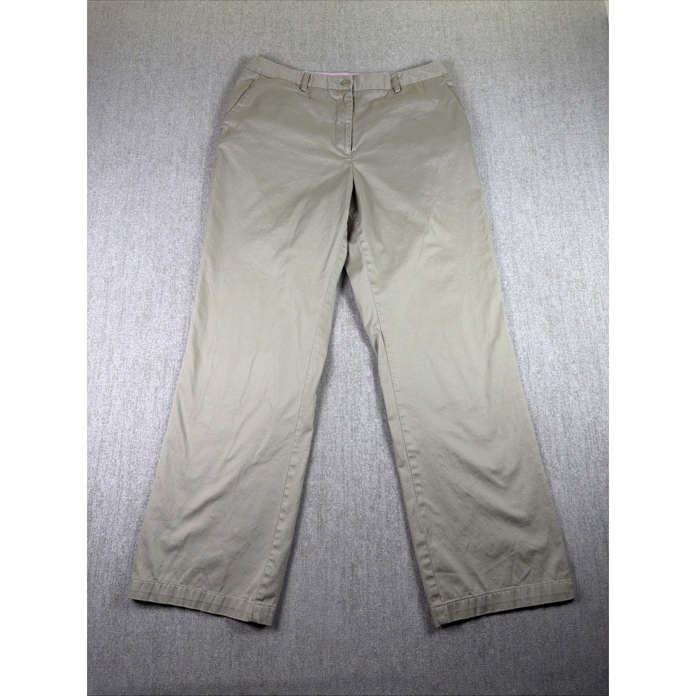 Lands' End Pants Women's Size 12 Straight Leg Lightweight Chino Khaki Stretch